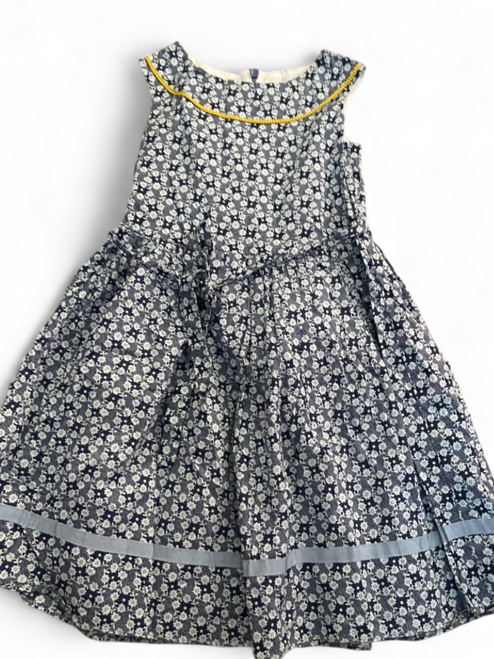 Neige Navy and Light Blue Floral Girls Dress